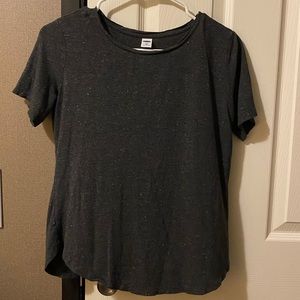 Dark Grey, Gold Sparkled Relaxed Tee